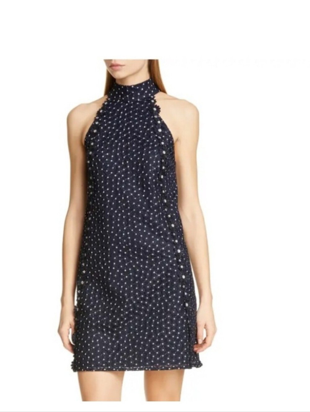 TED BAKER Dress Daysil Daisy Lace Halter Dress 12 NWT Navy